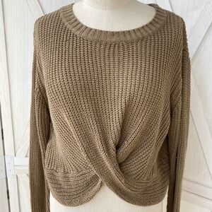 cropped twist tie front sweater